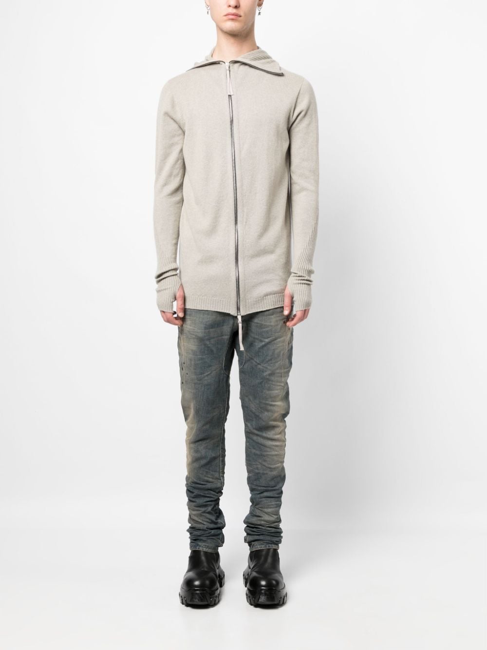 Boris Bidjan Saberi cashmere zip-up hoodie - Bruin