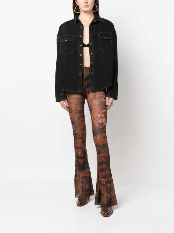 Jean Paul Gaultier x KNWLS semi-sheer Flared Trousers - Farfetch