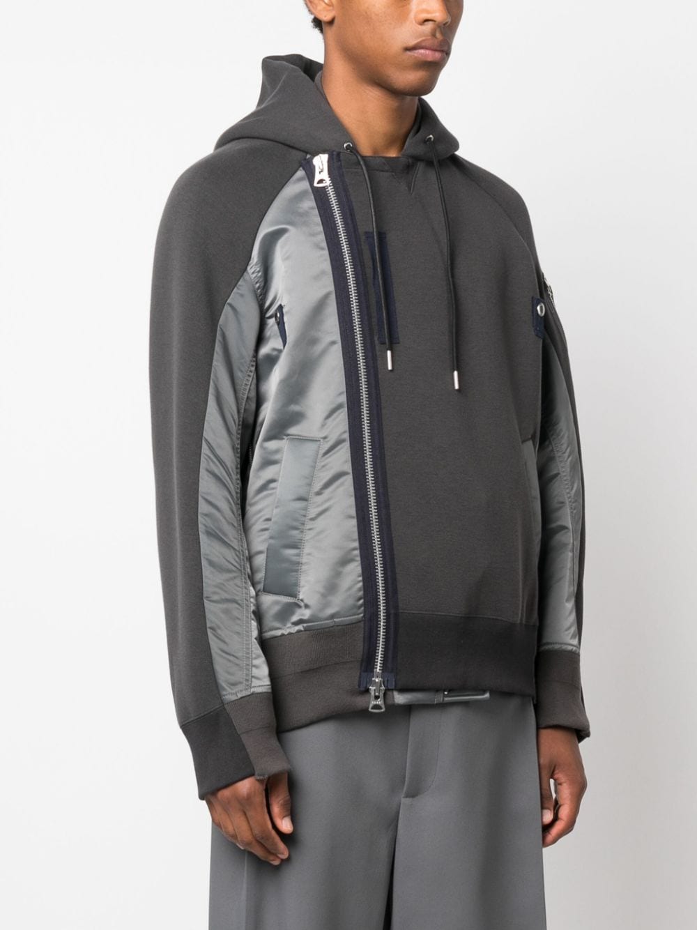 Sacai Sponge side-zip Hoodie - Farfetch