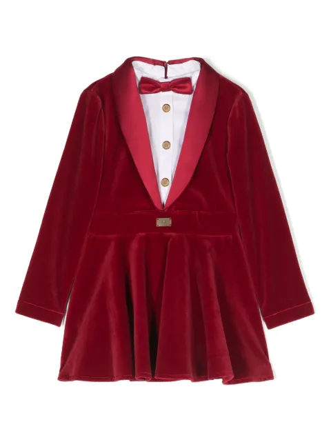 Elisabetta Franchi La Mia Bambina pleated shawl blazer dress
