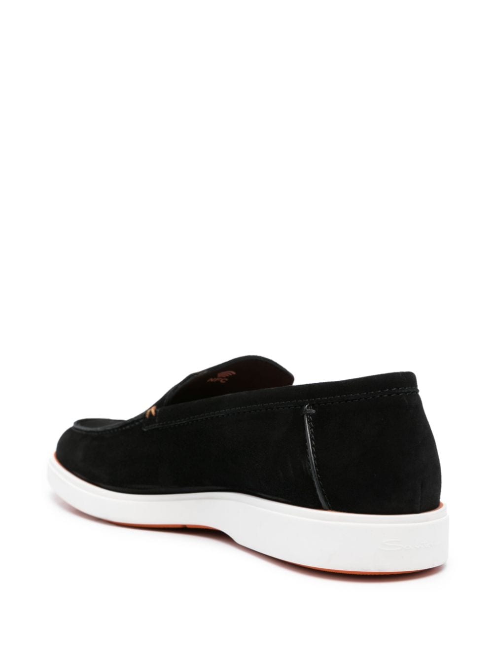 Shop Santoni Drain Suede Loafers In Black