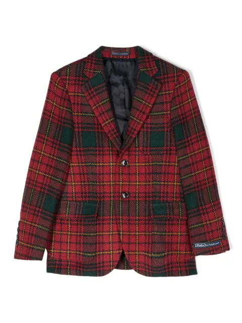 Ralph Lauren Kids single-breasted plaid wool blazer