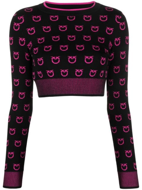 PINKO intarsia-knit cropped jumper
