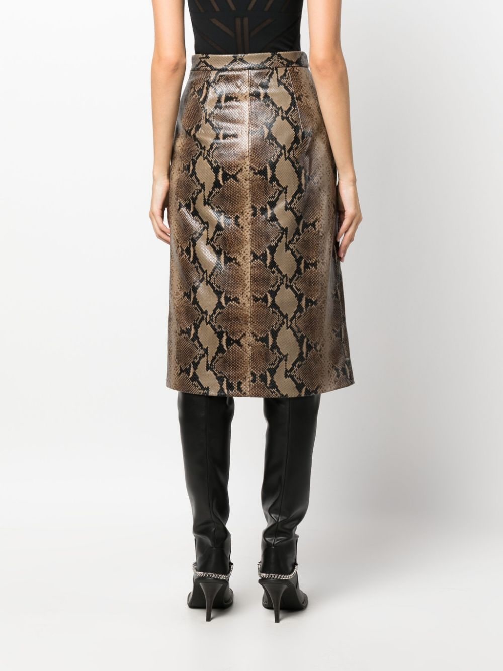 Shop Khaite The Fraser Snakeskin-effect Leather Skirt In Brown