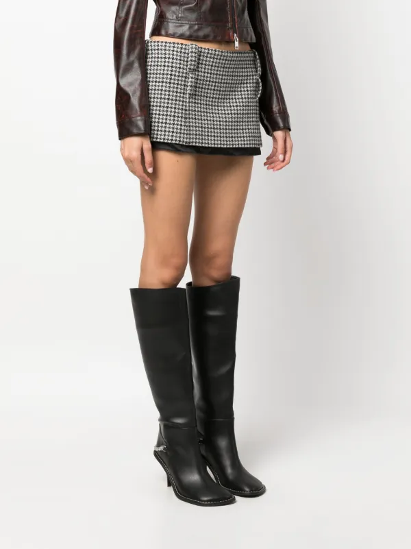 Miu Miu houndstooth-pattern virgin-wool Miniskirt | Grey