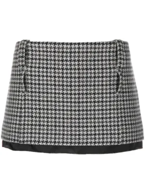 関税・送料込 MIU MIU Houndstooth micro ミニスカート Miu Miu ミュウミュウ チェック ミニスカート | グレー