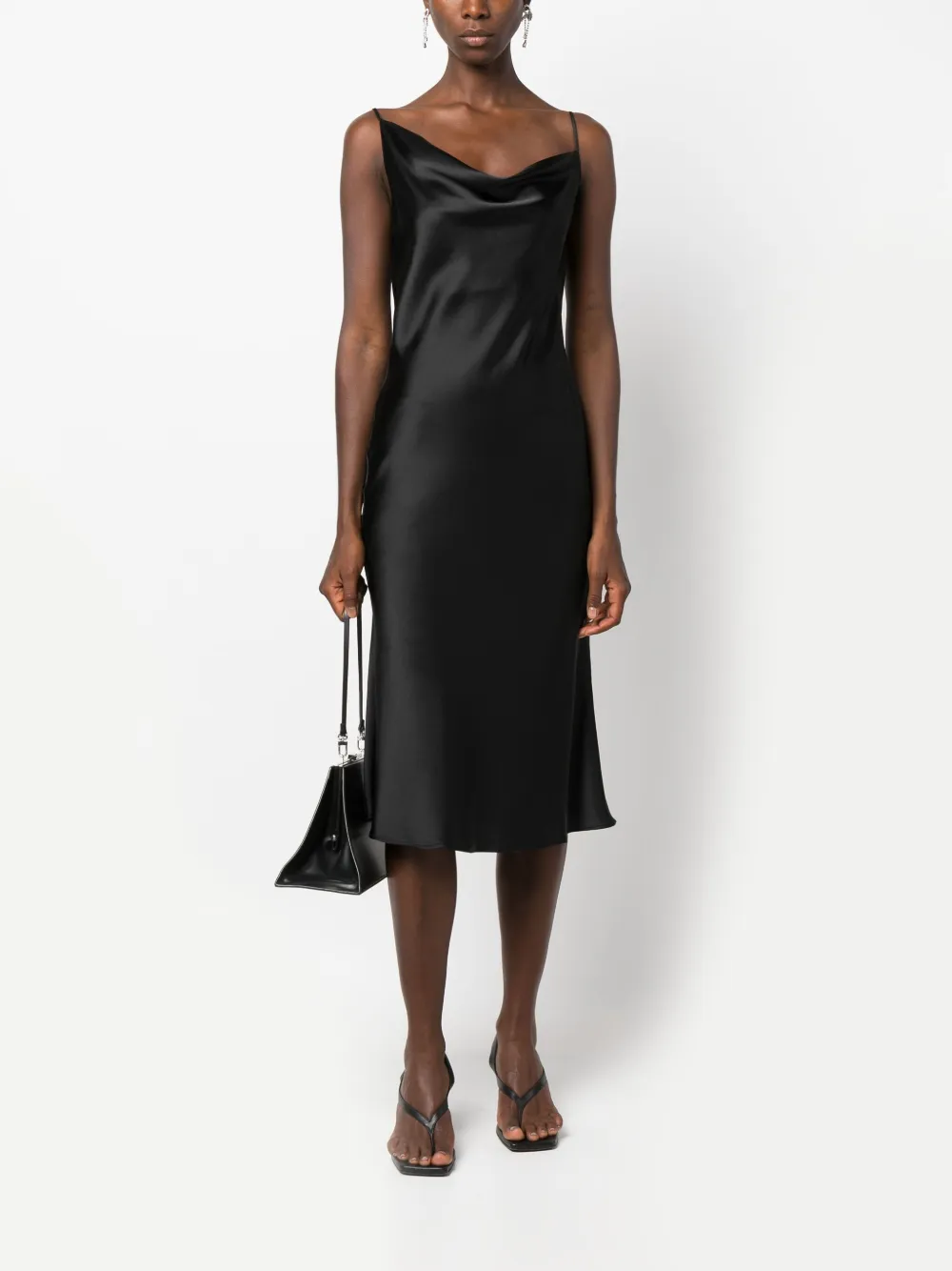 Blanca Vita drapped satin-finish dress - Zwart