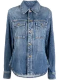 Rabanne chainmail-detail denim jacket - Blue
