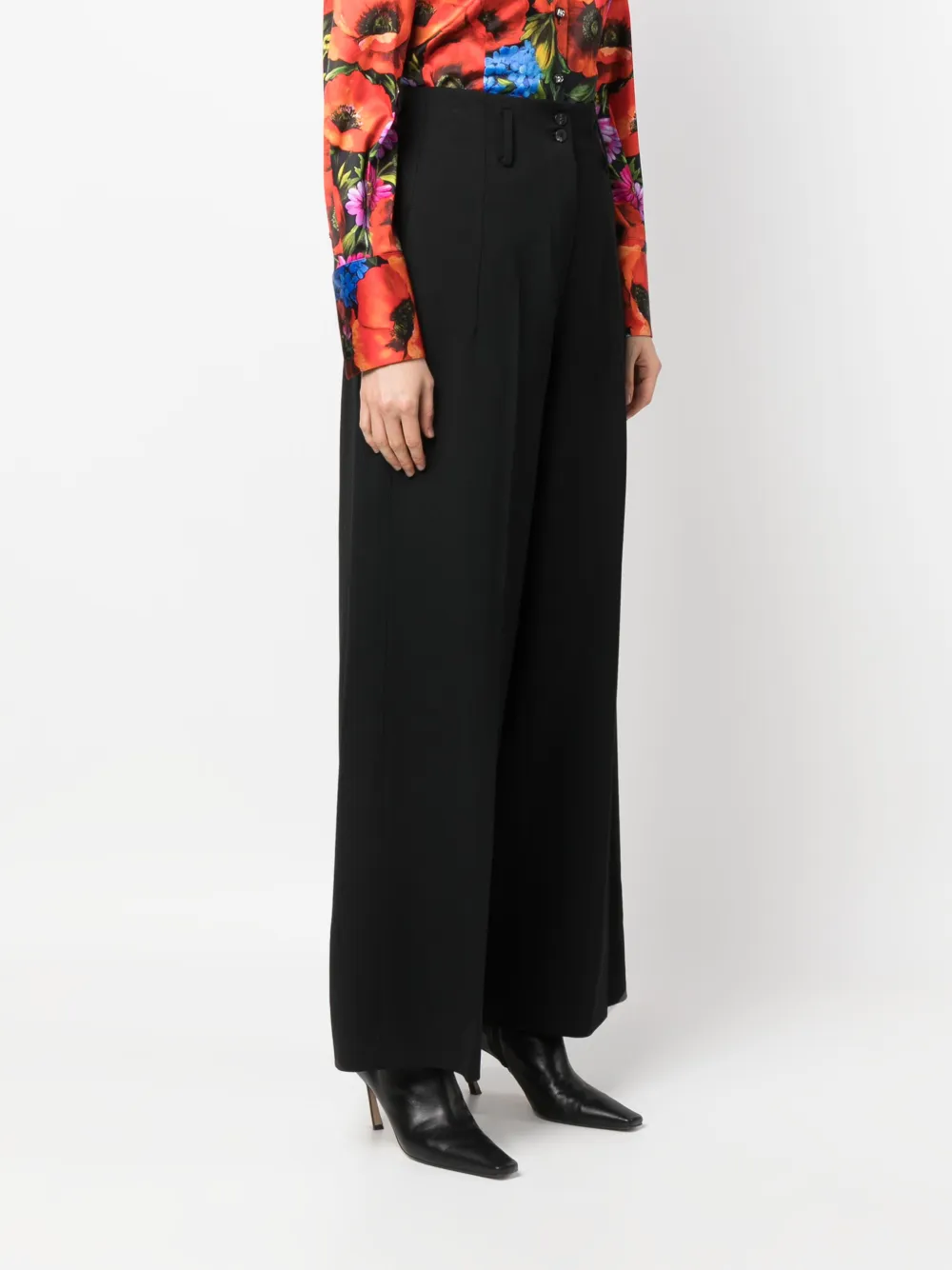 Shop Alberto Biani Wide-leg Tailored Trousers In Black