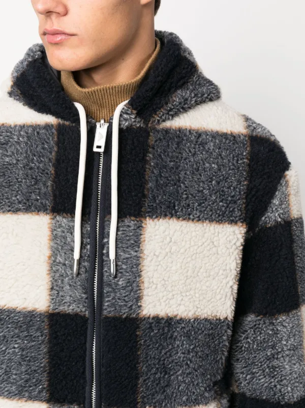 Plaid fleece hooded discount jacket