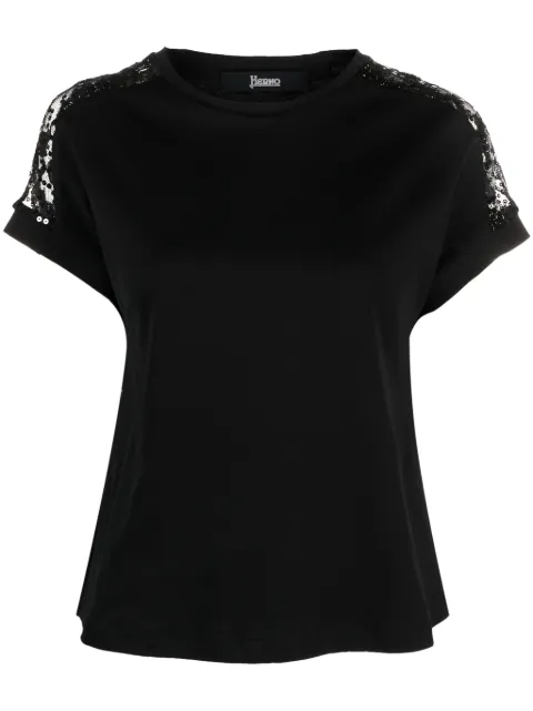 Herno lace-detailing cotton T-shirt