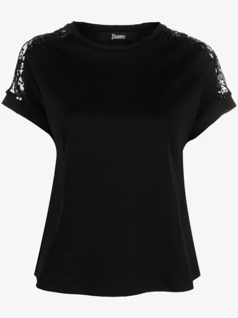 Herno lace-detailing cotton T-shirt