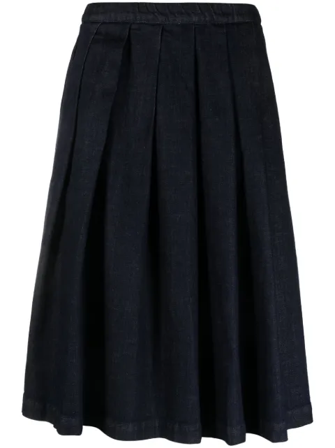 Société Anonyme pleated denim midi skirt