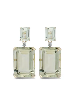 Green amethyst earrings hot sale yellow gold