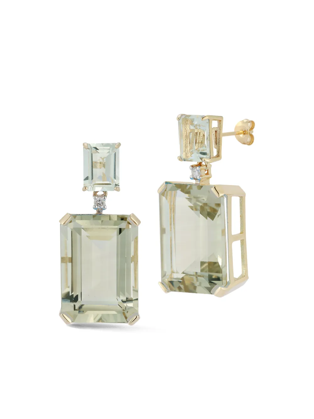 Mateo boucles d'oreilles pendantes en or 14ct serties d'améthyste et pavées de diamants