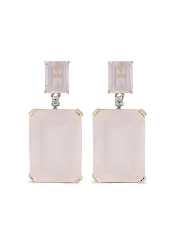 Mateo Rose Quartz and Diamond Drop Earrings in Gold