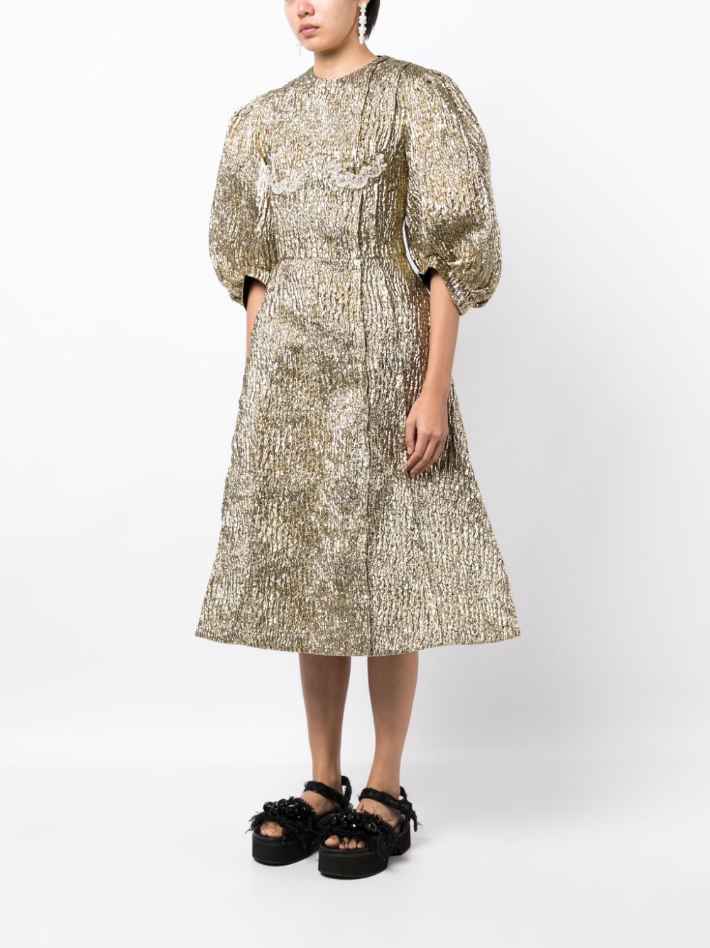 Simone Rocha Midi-jurk verfraaid met kristallen Goud