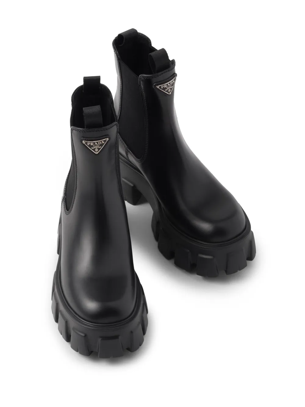 Prada women's black deals leather ankle boots