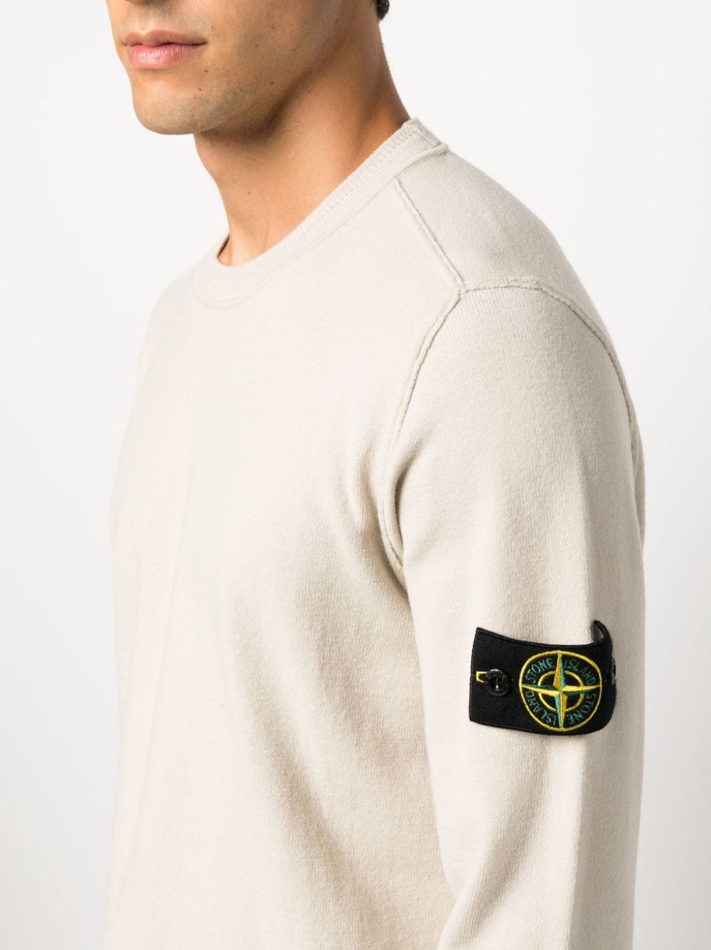 Shop Stone Island Compass-motif Long-sleeve Jumper In Neutrals