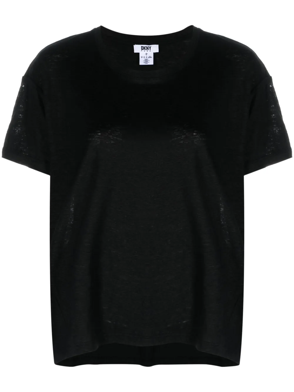 Dkny Short-sleeve Linen T-shirt In Black