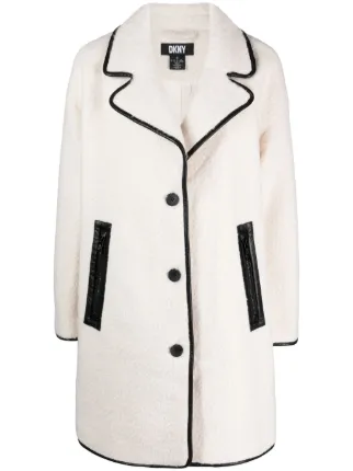 DKNY faux shearling single breasted Coat Farfetch