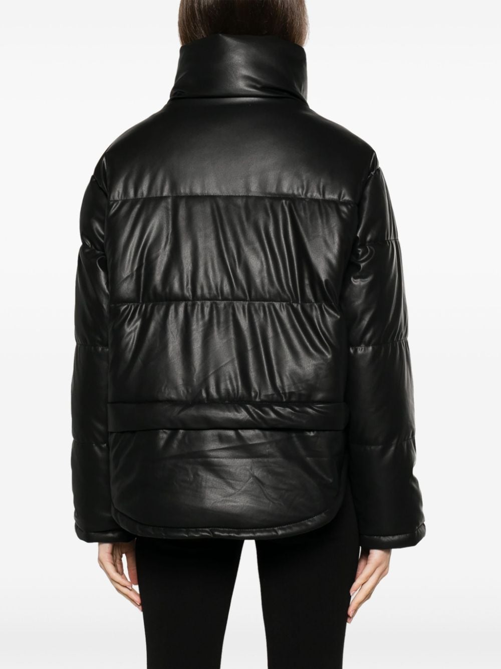 Shop Dkny Padded Faux-leather Jacket In Black