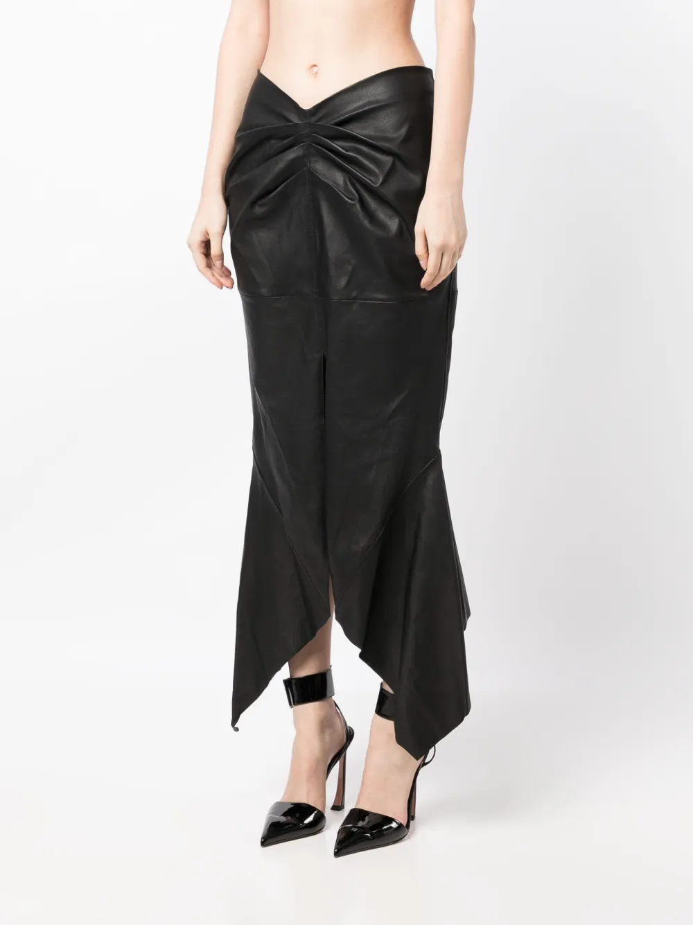 Shop Maticevski Analogy Leather Midi Skirt In Black