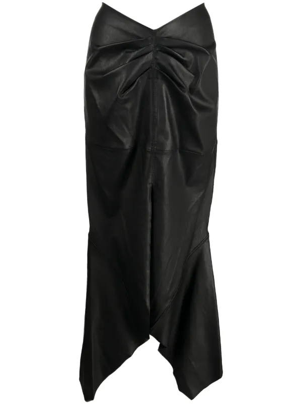 Maticevski Analogy Leather Midi Skirt in Black