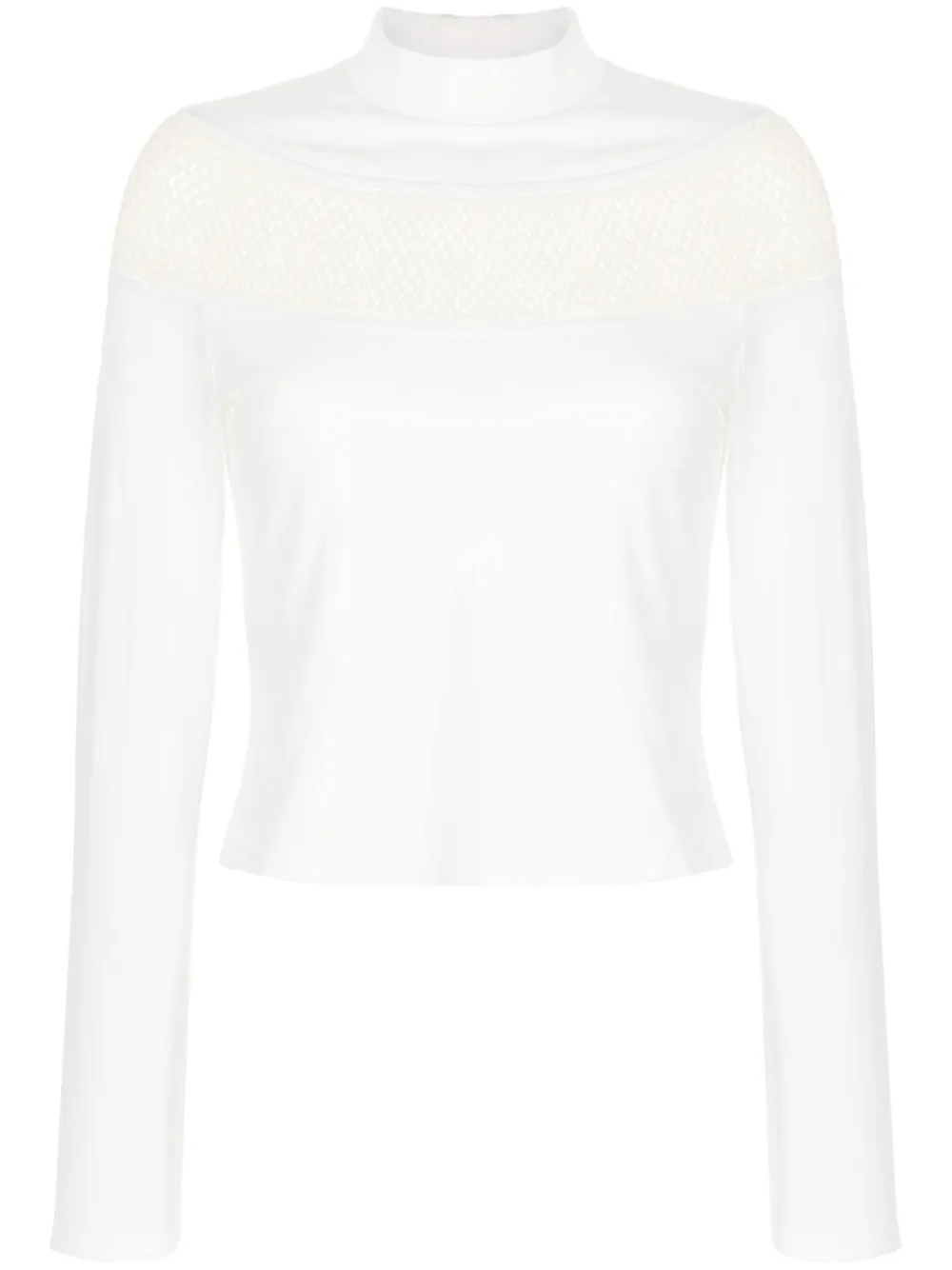 long-sleeve crochet-knit T-shirt
