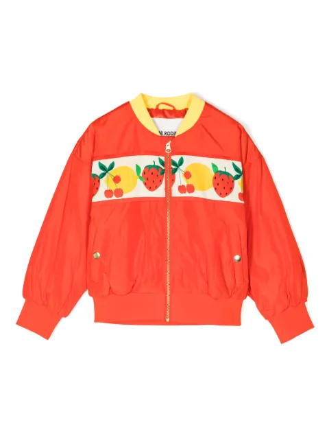 Mini Rodini chamarra bomber con frutas estampadas