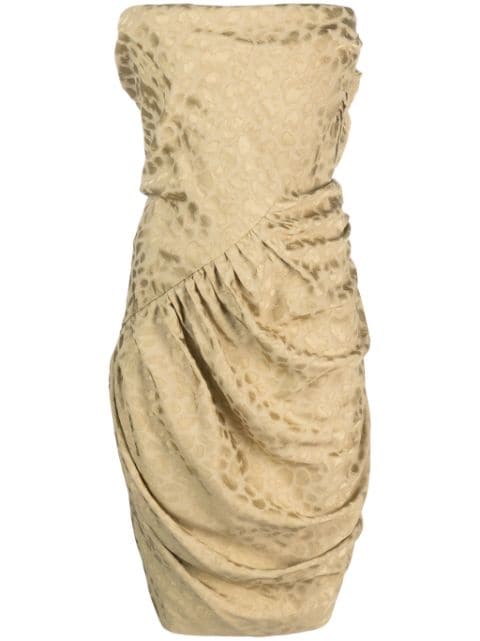 Vivienne Westwood فستان ميني بثنيات وطبعة جلد الفهد وبدون حمالات