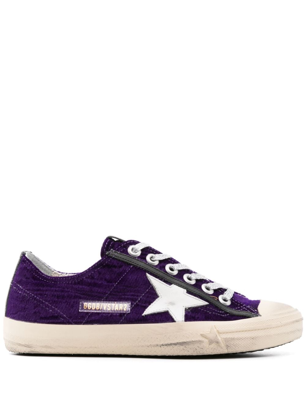 Shop Golden Goose V-star Velvet Sneakers In Purple
