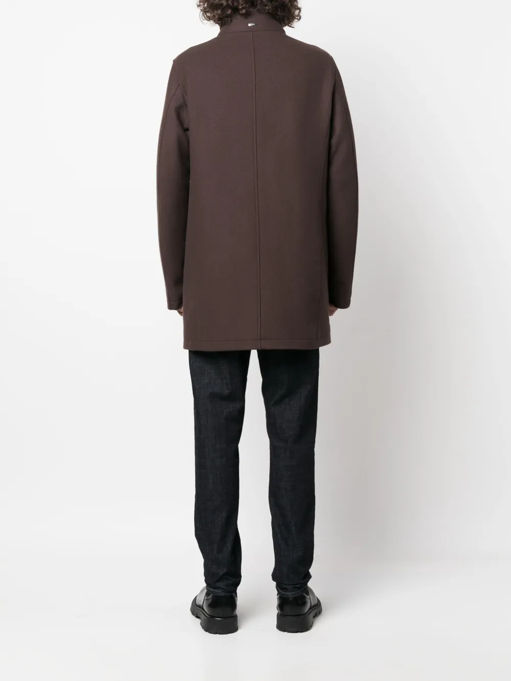 【関税＆送料込み】Herno Brown Coat Herno single-breasted Wool Coat | Brown | FARFETCH
