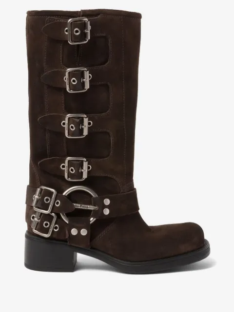 Miu Miu バックル レザーブーツ