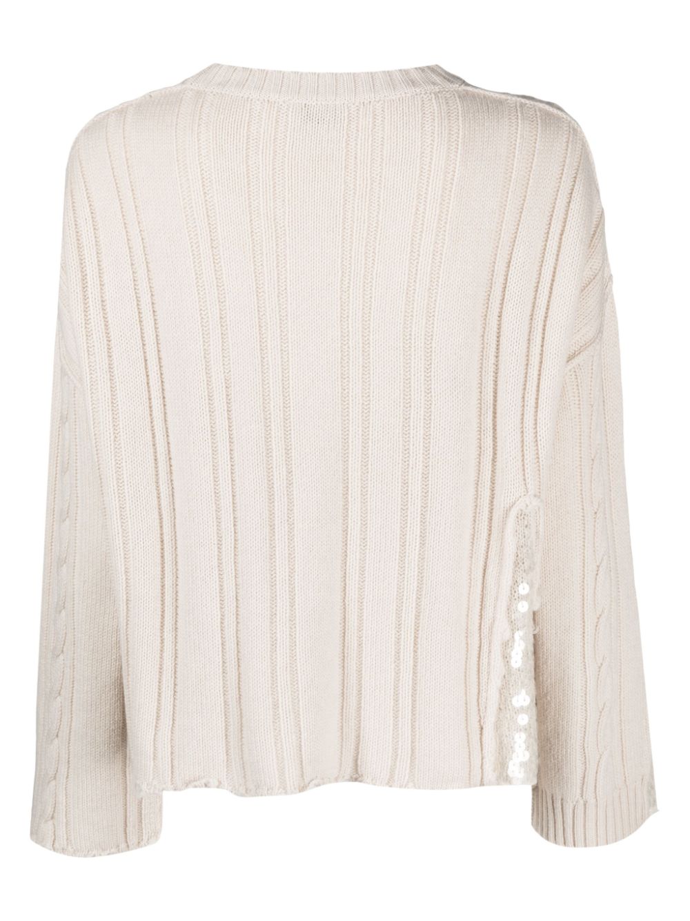 Aviù paillette-embellished cable-knit jumper - Beige