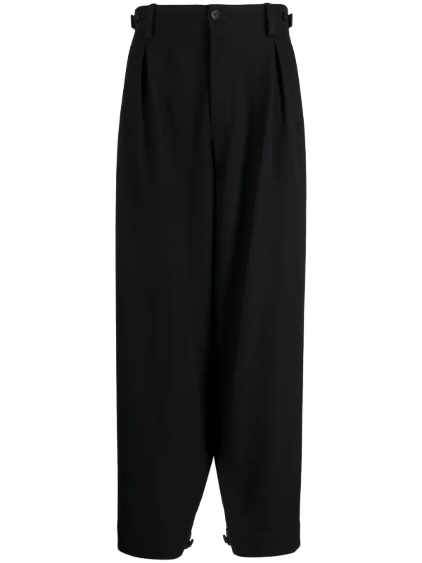 Yohji Yamamoto tab-detail Wool Trousers - Farfetch