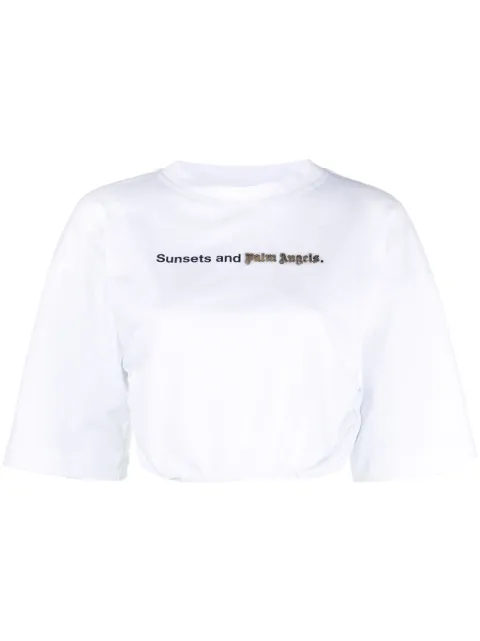 Palm Angels Sunset ruched cropped T-shirt 