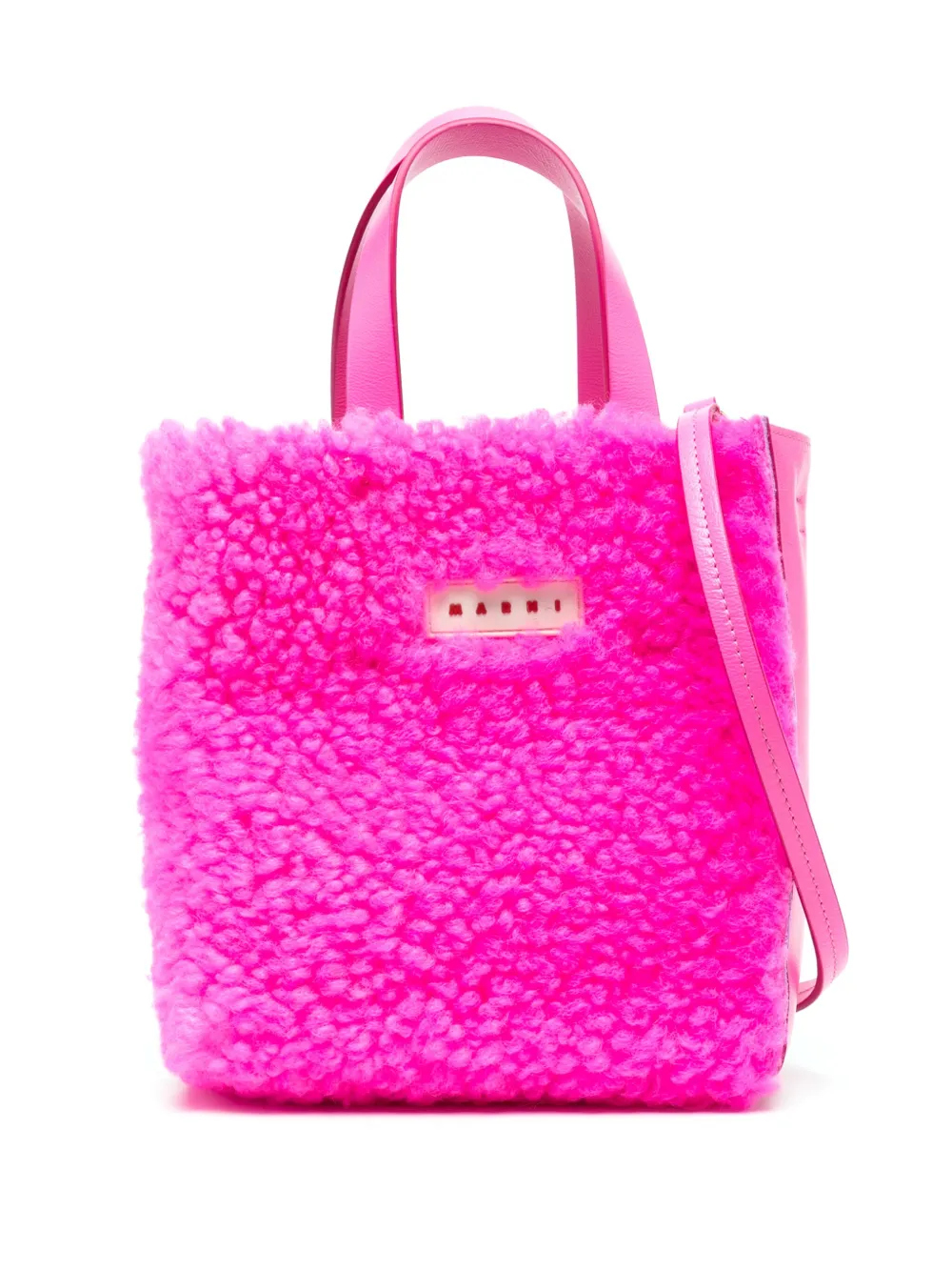 Marni Shopper Aus Shearling In Pink