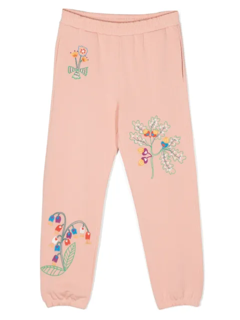 Stella McCartney Kids floral-embroidered cotton track pants