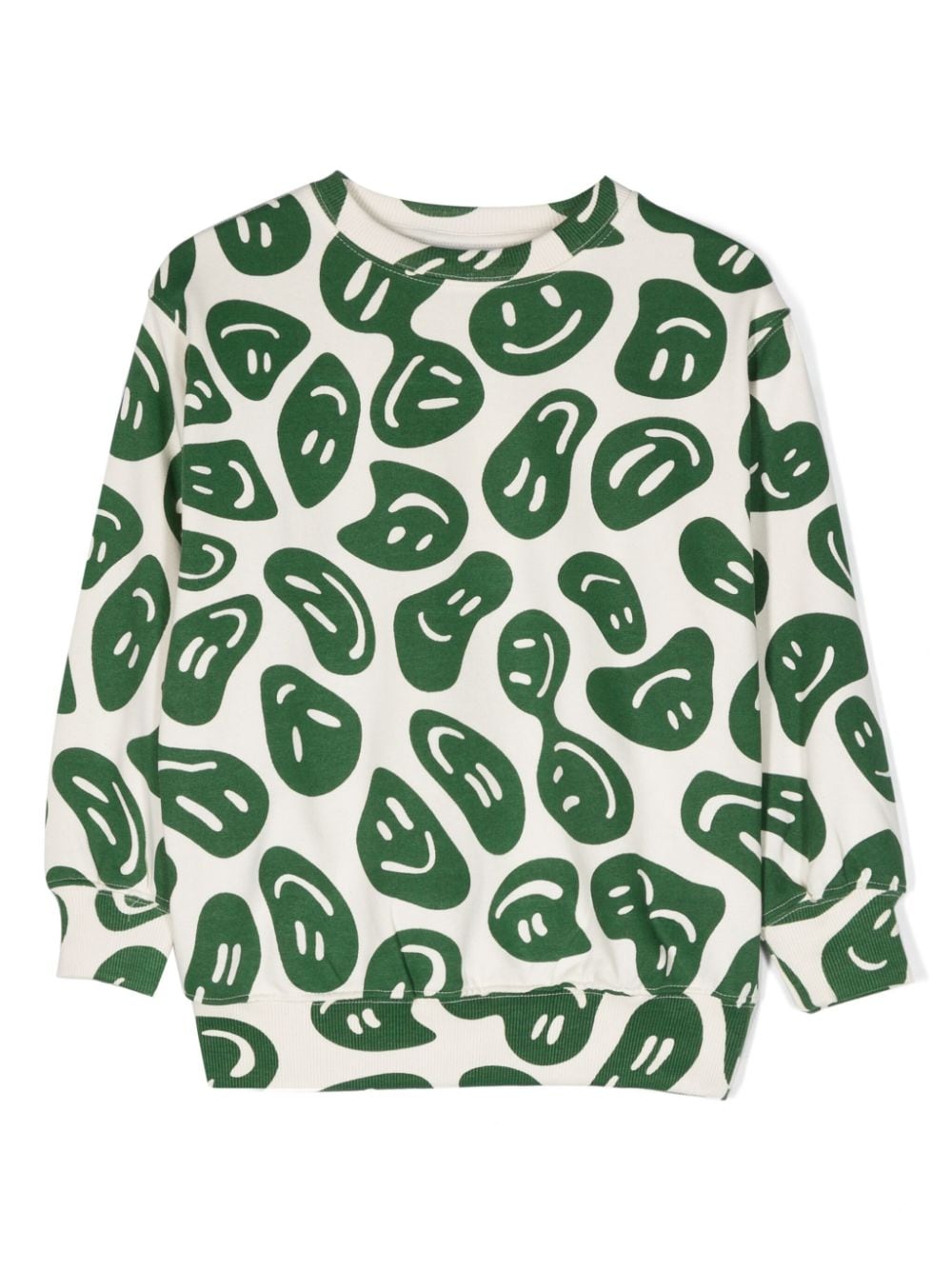 Shop Molo Smiley Face-print Organic Cotton Sweatshirt In Green