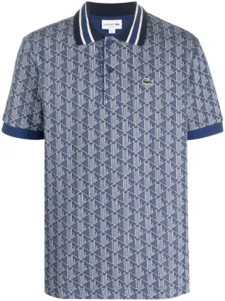 LACOSTE モノグラムポロシャツ　ブルー Lacoste モノグラム ポロシャツ | ブルー | FARFETCH JP