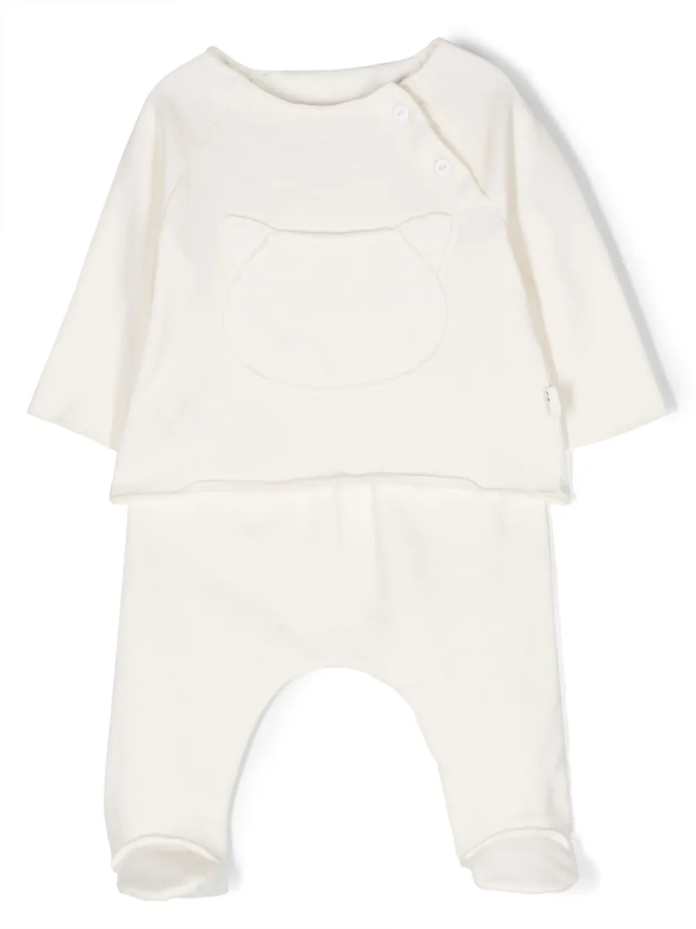 Teddy & Minou Babies' Cat-appliqué Trouser Set In White