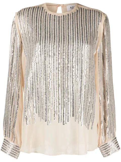 Aviù paillette-embellished organza blouse