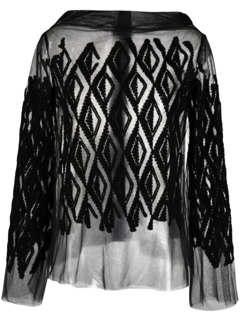 Aviù argyle intarsia-knit semi-sheer blouse