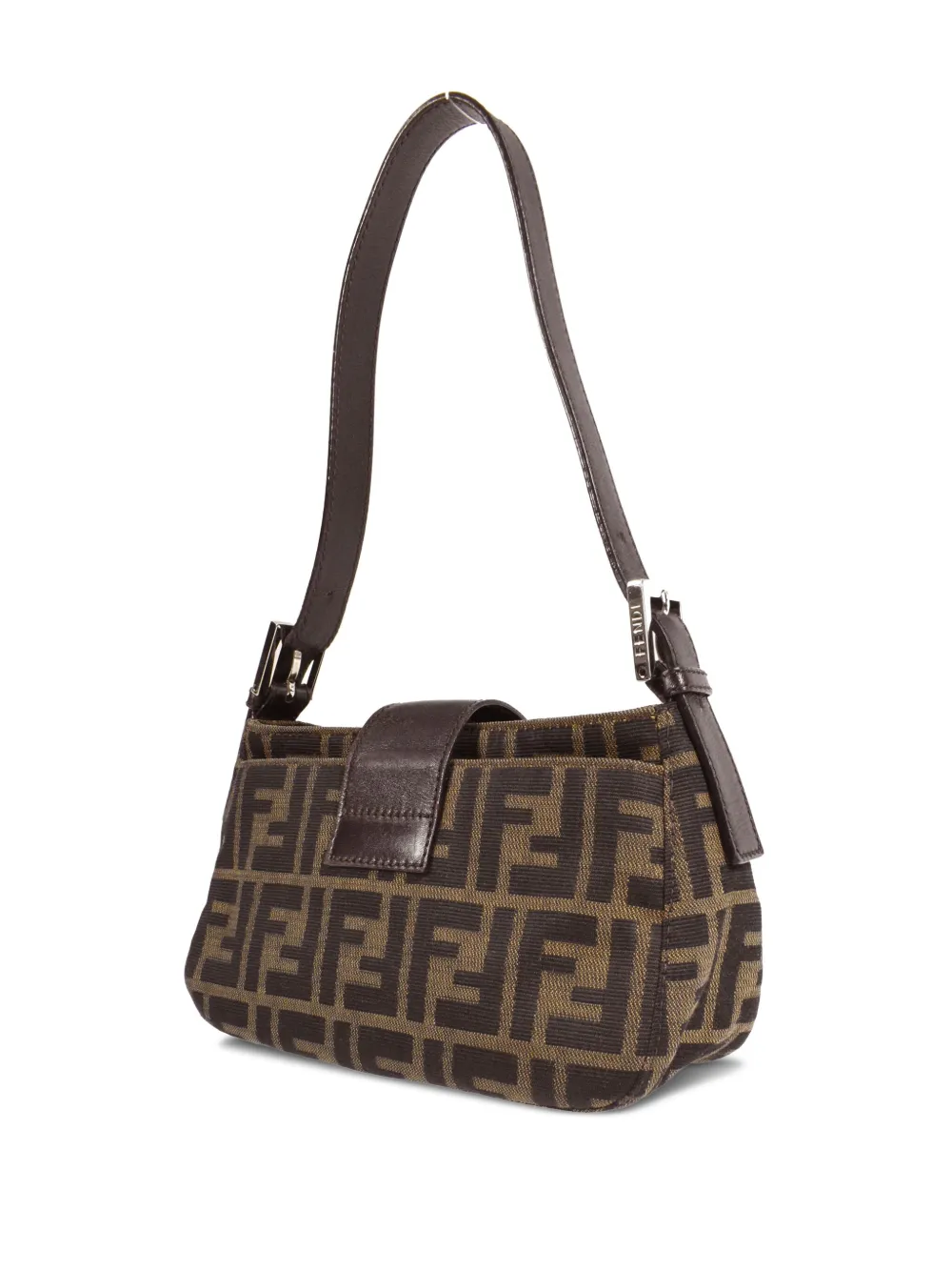 Fendi Pre-Owned 1990-2000s pre-owned Zucca schoudertas met logoplakkaat - Bruin