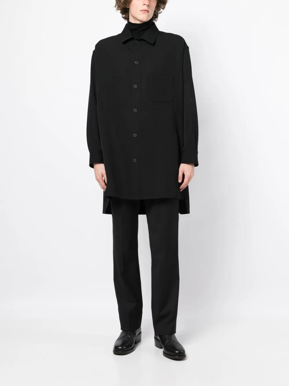 Yohji Yamamoto Wollen overhemd - Zwart