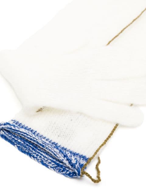 contrast-stitch open-knit gloves