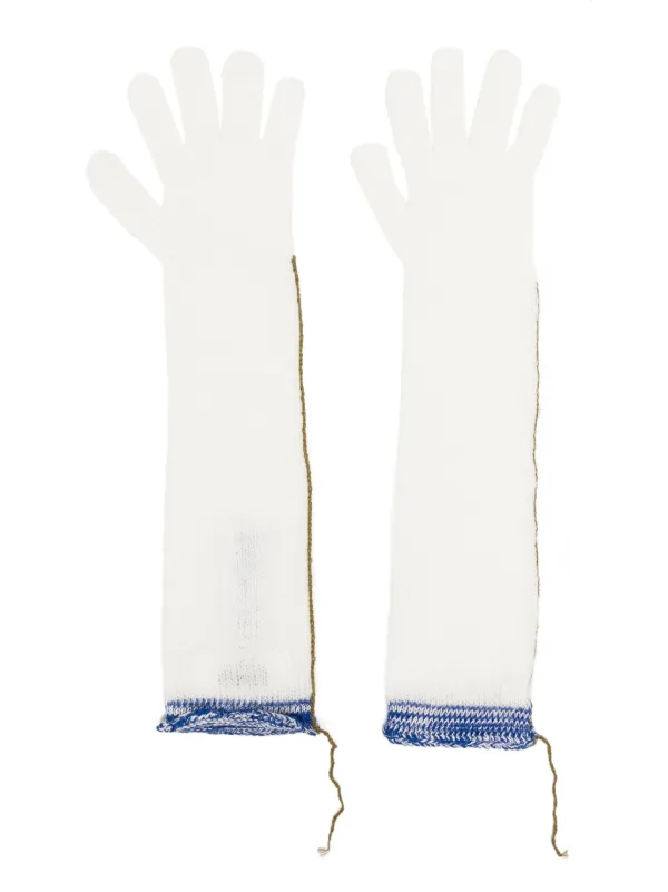 新品　メゾンマルジェラ　MM６maison margiela 手袋　ホワイト MM6 Maison Margiela オープンニット 手袋 | ホワイト | FARFETCH JP
