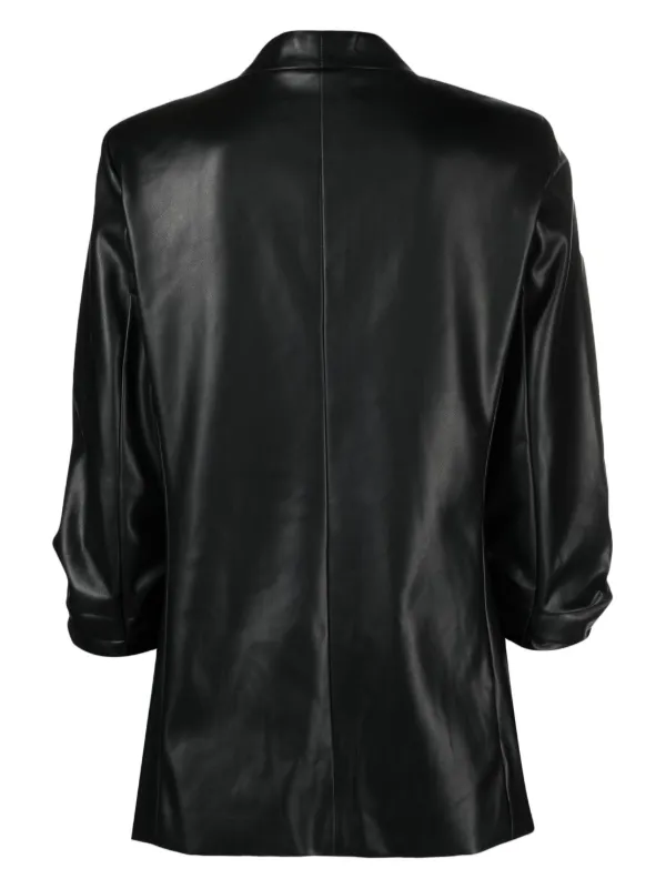 Faux leather clearance open front jacket