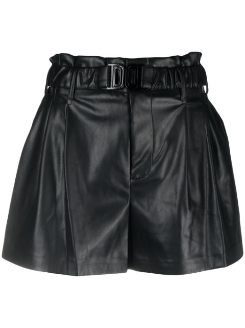 DKNY logo-buckle faux-leather shorts